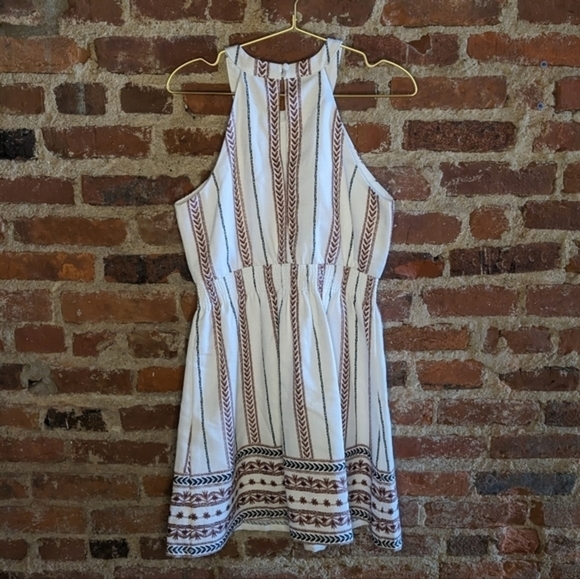 NWT Moon River Medium Halter Strap Striped Dress w/‎ Open Back - Picture 8 of 13